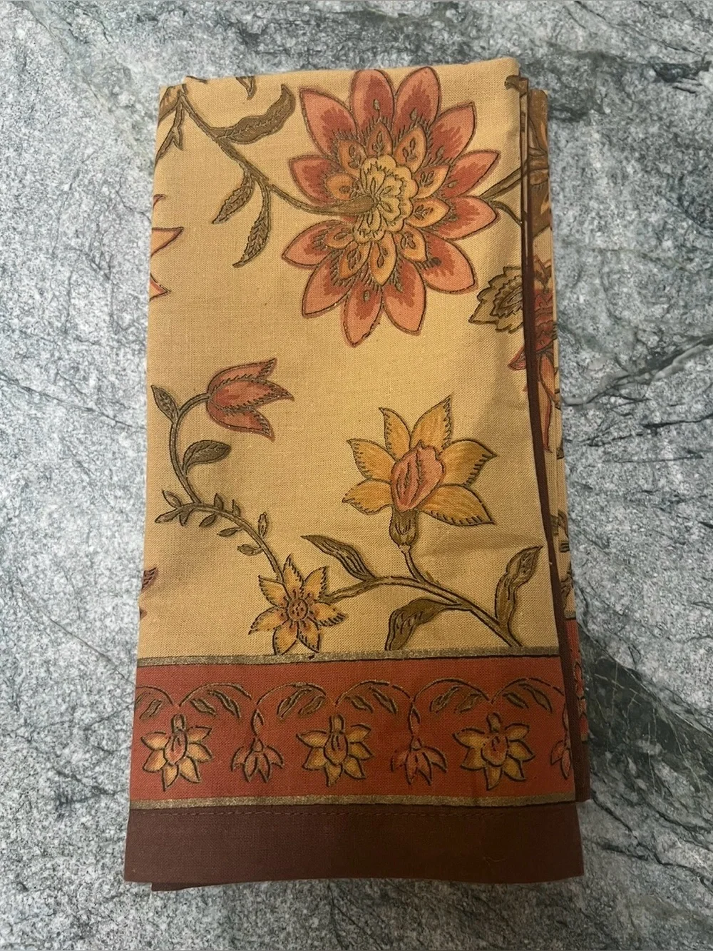 Vintage Cost Plus World Market Floral Cloth Napkins Set of 4 Cotton India Boho